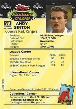 1992 Stadium Club #98 Andy Sinton Back