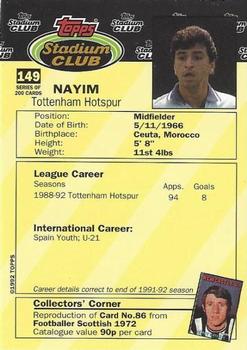 1992 Stadium Club #149 Nayim Back