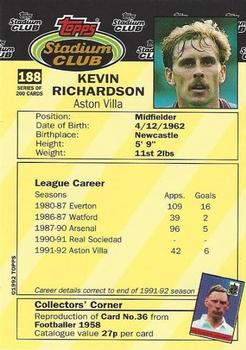 1992 Stadium Club #188 Kevin Richardson Back