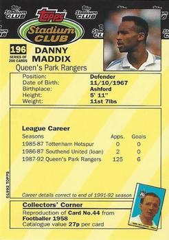 1992 Stadium Club #196 Danny Maddix Back