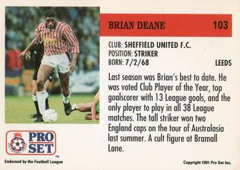 1991-92 Pro Set (England) #103 Brian Deane Back