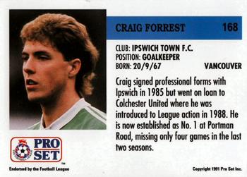 1991-92 Pro Set (England) #168 Craig Forrest  Back