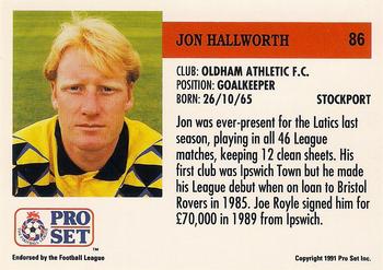 1991-92 Pro Set (England) #86 Jon Hallworth Back