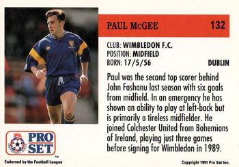 1991-92 Pro Set (England) #132 Paul McGee Back