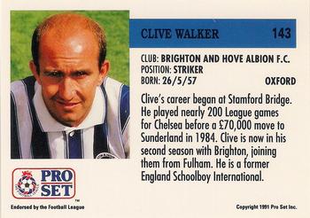 1991-92 Pro Set (England) #143 Clive Walker Back