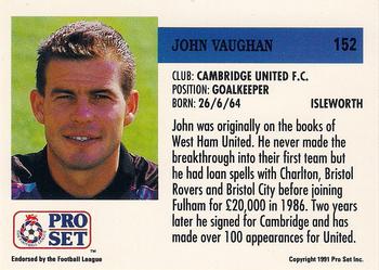 1991-92 Pro Set (England) #152 John Vaughan Back