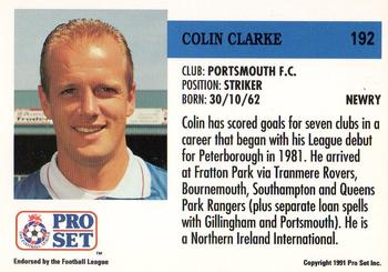 1991-92 Pro Set (England) #192 Colin Clarke Back