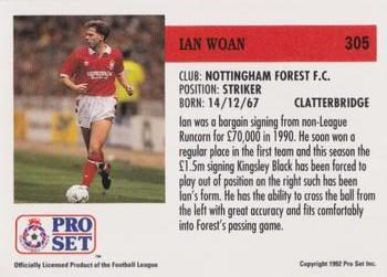 1991-92 Pro Set (England) #305 Ian Woan  Back