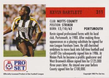 1991-92 Pro Set (England) #311 Kevin Bartlett  Back