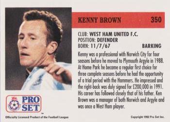 1991-92 Pro Set (England) #350 Kenny Brown  Back