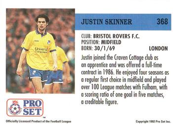 1991-92 Pro Set (England) #368 Justin Skinner  Back