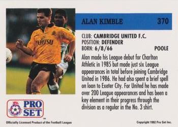 1991-92 Pro Set (England) #370 Alan Kimble  Back