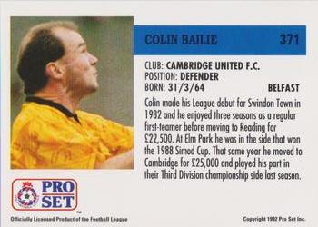 1991-92 Pro Set (England) #371 Colin Bailie  Back