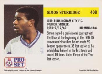 1991-92 Pro Set (England) #408 Simon Sturridge  Back