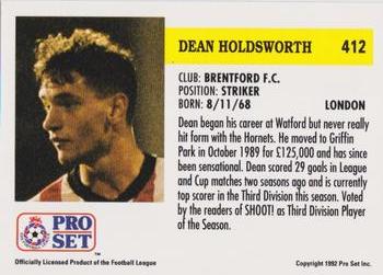 1991-92 Pro Set (England) #412 Dean Holdsworth  Back