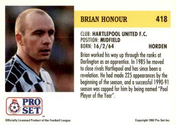 1991-92 Pro Set (England) #418 Brian Honour  Back