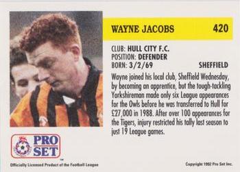 1991-92 Pro Set (England) #420 Wayne Jacobs  Back