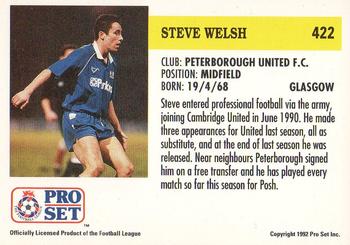 1991-92 Pro Set (England) #422 Steve Welsh  Back