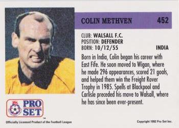 1991-92 Pro Set (England) #452 Colin Methven  Back