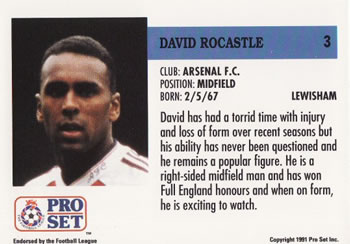 1991-92 Pro Set (England) #3 David Rocastle Back