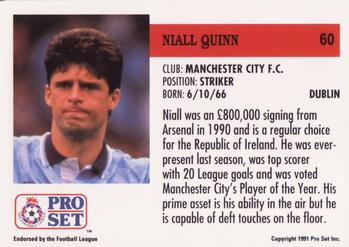 1991-92 Pro Set (England) #60 Niall Quinn Back