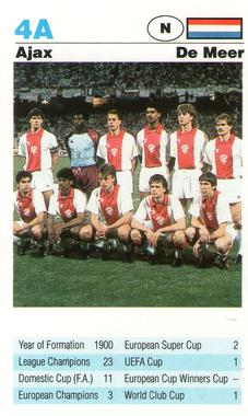 1992 Waddingtons Super Top Trumps European Club Football #4A Ajax Front