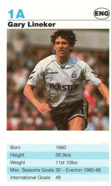 1992 Waddingtons Super Top Trumps Today's Strikers #1A Gary Lineker Front