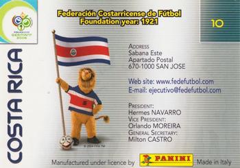 2006 Panini World Cup #10 Costa Rica Back