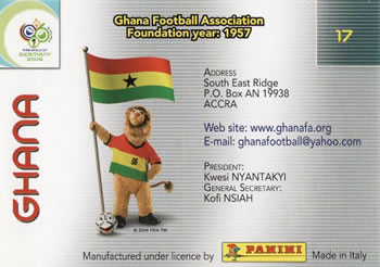 2006 Panini World Cup #17 Ghana Back