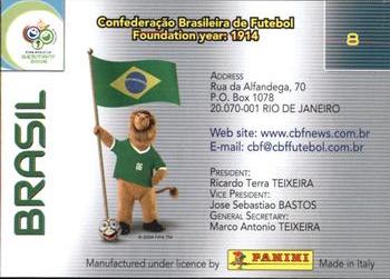 2006 Panini World Cup #8 Brasil Back