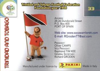 2006 Panini World Cup #33 Trinidad and Tobago Back