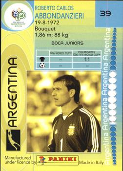 2006 Panini World Cup #39 Roberto Abbondanzieri Back