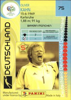 2006 Panini World Cup #75 Oliver Kahn Back