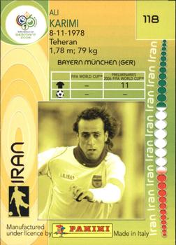 2006 Panini World Cup #118 Ali Karimi Back