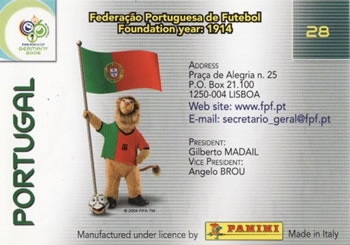 2006 Panini World Cup #28 Portugal Back