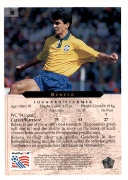 1994 Upper Deck World Cup Contenders English/German #58 Bebeto Back