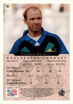 1994 Upper Deck World Cup Contenders English/German #65 Thomas Ravelli Back
