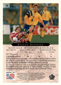 1994 Upper Deck World Cup Contenders English/German #70 Stefan Schwarz Back