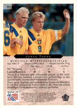 1994 Upper Deck World Cup Contenders English/German #71 Jonas Thern Back