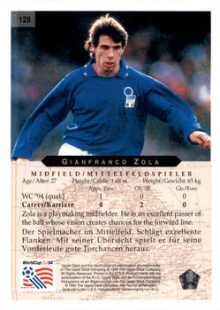 1994 Upper Deck World Cup Contenders English/German #128 Gianfranco Zola Back