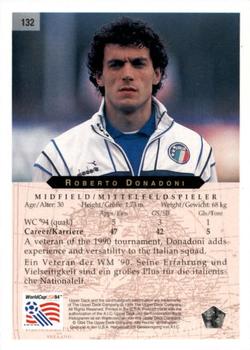 1994 Upper Deck World Cup Contenders English/German #132 Roberto Donadoni Back