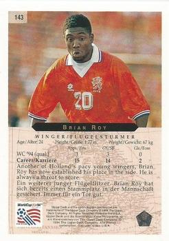 1994 Upper Deck World Cup Contenders English/German #143 Brian Roy Back