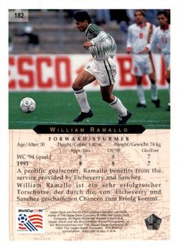 1994 Upper Deck World Cup Contenders English/German #182 William Ramallo Back