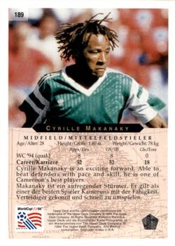 1994 Upper Deck World Cup Contenders English/German #189 Cyrille Makanaky Back