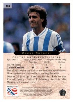 1994 Upper Deck World Cup Contenders English/German #194 Oscar Ruggeri Back