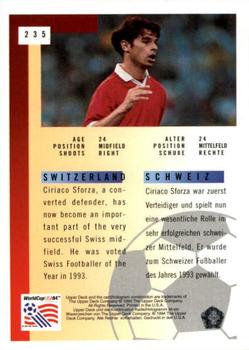 1994 Upper Deck World Cup Contenders English/German #235 Ciriaco Sforza Back