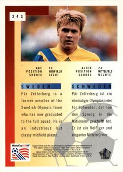 1994 Upper Deck World Cup Contenders English/German #243 Par Zetterberg Back