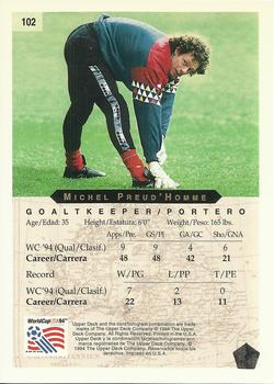 1994 Upper Deck World Cup Contenders English/Spanish #102 Michel Preud'Homme Back