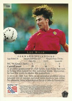 1994 Upper Deck World Cup Contenders English/Spanish #109 Luc Nilis Back