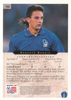 1994 Upper Deck World Cup Contenders English/Spanish #153 Roberto Baggio Back